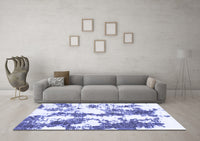 Machine Washable Abstract Blue Modern Rug, wshabs1063blu