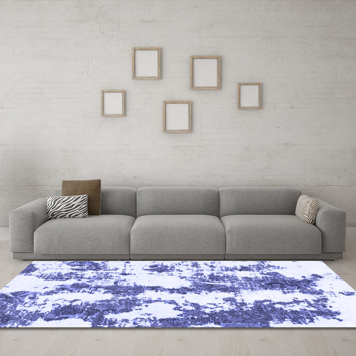 Machine Washable Abstract Blue Modern Rug in a Living Room, wshabs1063blu