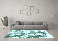 Machine Washable Abstract Light Blue Modern Rug, wshabs1063lblu