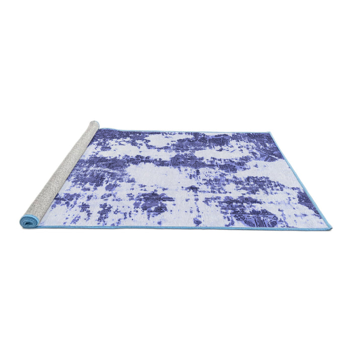 Sideview of Machine Washable Abstract Blue Modern Rug, wshabs1063blu