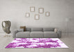 Machine Washable Abstract Purple Modern Area Rugs in a Living Room, wshabs1063pur