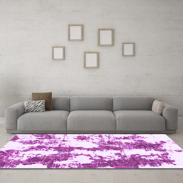 Machine Washable Abstract Purple Modern Area Rugs in a Living Room, wshabs1063pur