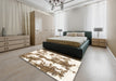 Machine Washable Abstract Blanched Almond Beige Rug in a Bedroom, wshabs1063