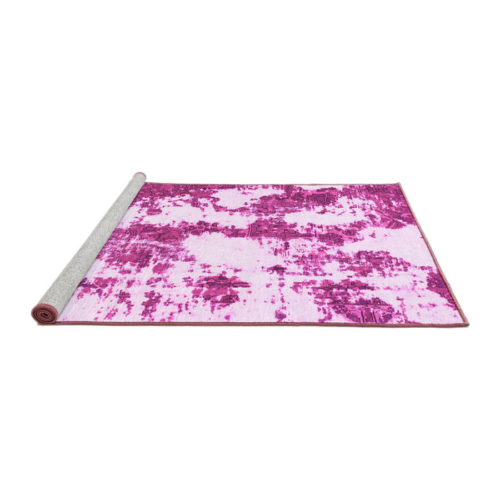 Sideview of Machine Washable Abstract Pink Modern Rug, wshabs1063pnk