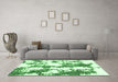 Machine Washable Abstract Emerald Green Modern Area Rugs in a Living Room,, wshabs1063emgrn