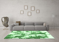 Machine Washable Abstract Emerald Green Modern Rug, wshabs1063emgrn