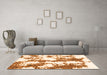 Machine Washable Abstract Orange Modern Area Rugs in a Living Room, wshabs1063org