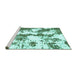 Sideview of Machine Washable Abstract Turquoise Modern Area Rugs, wshabs1063turq