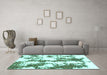 Machine Washable Abstract Turquoise Modern Area Rugs in a Living Room,, wshabs1063turq