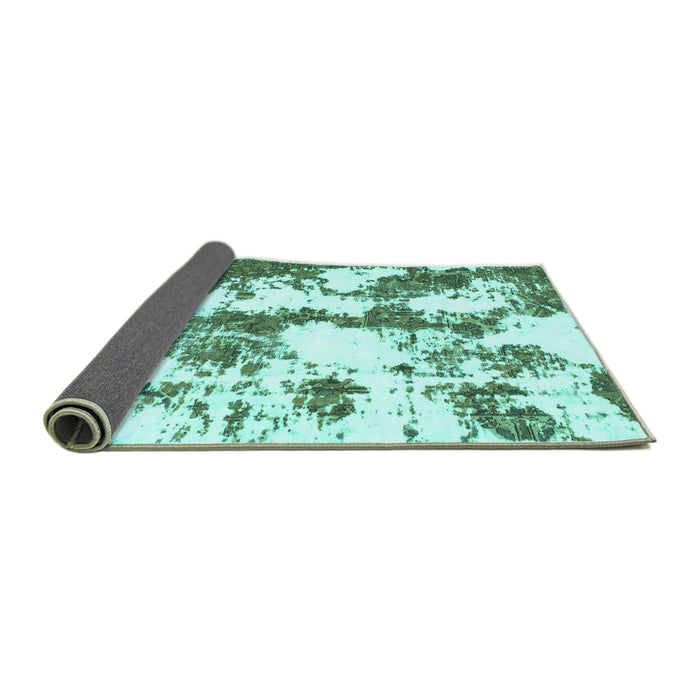 Sideview of Abstract Turquoise Modern Rug, abs1063turq