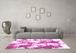 Machine Washable Abstract Pink Modern Rug in a Living Room, wshabs1063pnk