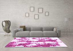 Machine Washable Abstract Pink Modern Rug in a Living Room, wshabs1063pnk