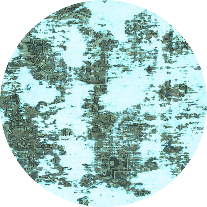Round Machine Washable Abstract Light Blue Modern Rug, wshabs1063lblu