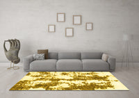 Machine Washable Abstract Yellow Modern Rug, wshabs1063yw