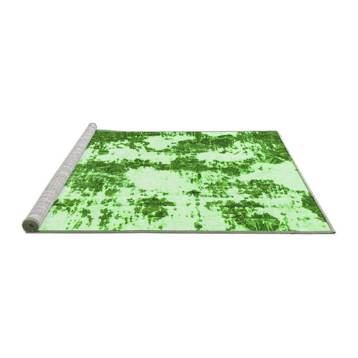 Sideview of Machine Washable Abstract Green Modern Area Rugs, wshabs1063grn