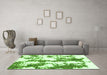 Machine Washable Abstract Green Modern Area Rugs in a Living Room,, wshabs1063grn