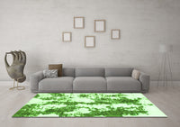 Machine Washable Abstract Green Modern Rug, wshabs1063grn