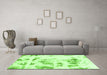 Machine Washable Abstract Green Modern Area Rugs in a Living Room,, wshabs1064grn