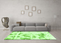 Machine Washable Abstract Green Modern Rug, wshabs1064grn