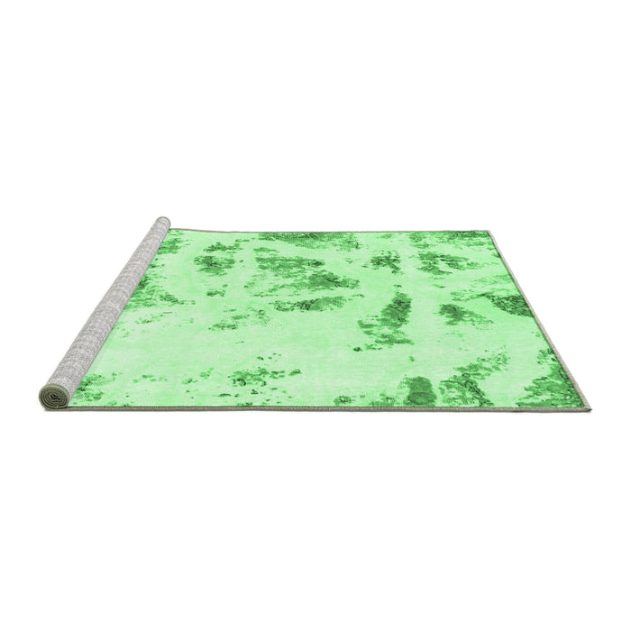 Sideview of Machine Washable Abstract Emerald Green Modern Area Rugs, wshabs1064emgrn