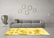 Machine Washable Abstract Yellow Modern Rug in a Living Room, wshabs1064yw