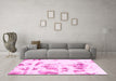 Machine Washable Abstract Pink Modern Rug in a Living Room, wshabs1064pnk