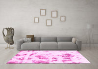 Machine Washable Abstract Pink Modern Rug, wshabs1064pnk