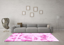 Machine Washable Abstract Pink Modern Rug in a Living Room, wshabs1064pnk