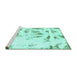 Sideview of Machine Washable Abstract Turquoise Modern Area Rugs, wshabs1064turq