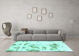 Machine Washable Abstract Turquoise Modern Area Rugs in a Living Room,, wshabs1064turq
