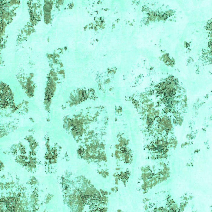 Square Machine Washable Abstract Turquoise Modern Area Rugs, wshabs1064turq