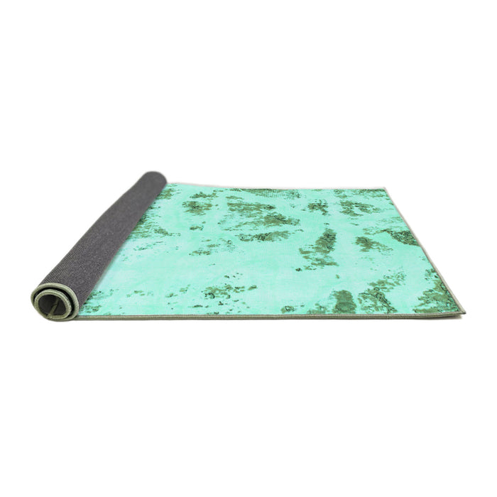 Sideview of Abstract Turquoise Modern Rug, abs1064turq