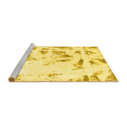 Sideview of Machine Washable Abstract Yellow Modern Rug, wshabs1064yw