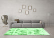 Machine Washable Abstract Emerald Green Modern Area Rugs in a Living Room,, wshabs1064emgrn