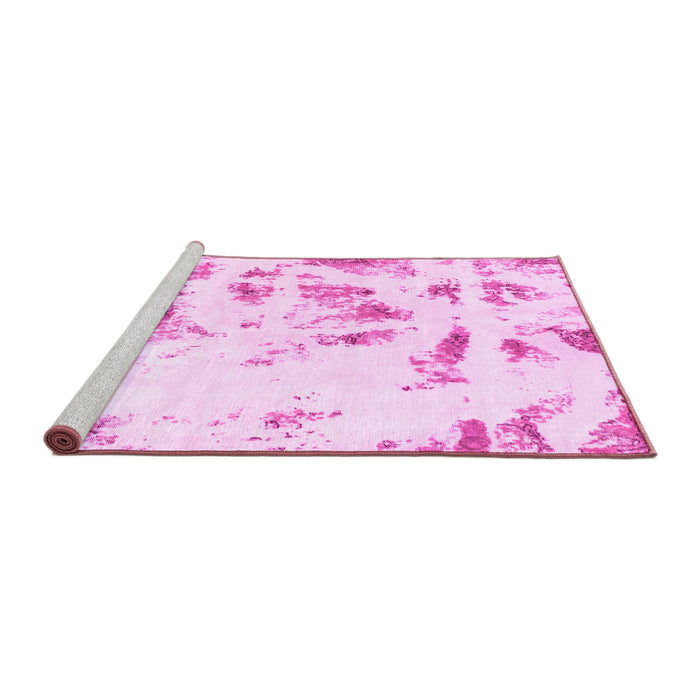 Sideview of Machine Washable Abstract Pink Modern Rug, wshabs1064pnk
