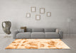 Machine Washable Abstract Orange Modern Area Rugs in a Living Room, wshabs1064org