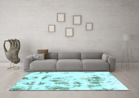 Machine Washable Abstract Light Blue Modern Rug, wshabs1064lblu