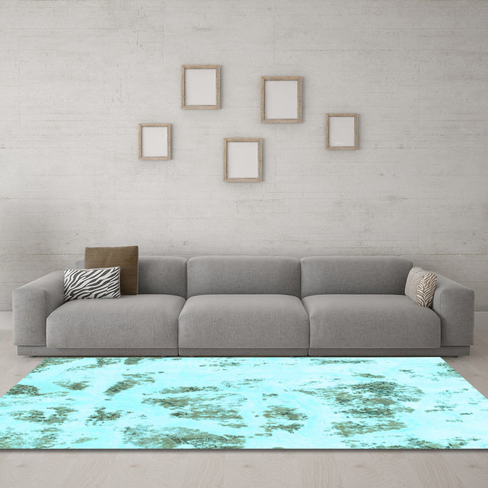 Machine Washable Abstract Light Blue Modern Rug in a Living Room, wshabs1064lblu