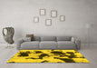 Machine Washable Abstract Yellow Modern Rug in a Living Room, wshabs1065yw