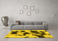 Machine Washable Abstract Yellow Modern Rug, wshabs1065yw