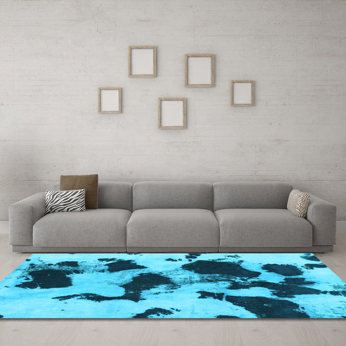 Machine Washable Abstract Light Blue Modern Rug in a Living Room, wshabs1065lblu