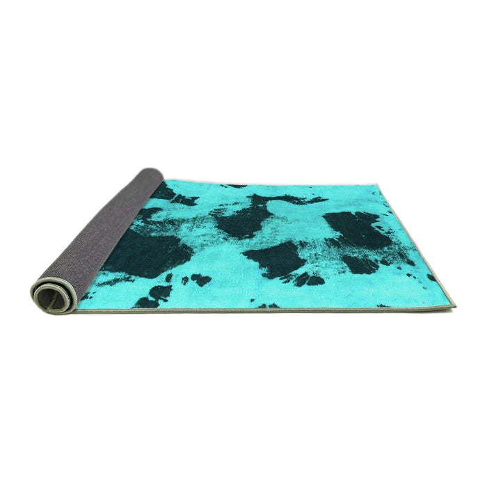 Sideview of Abstract Turquoise Modern Rug, abs1065turq