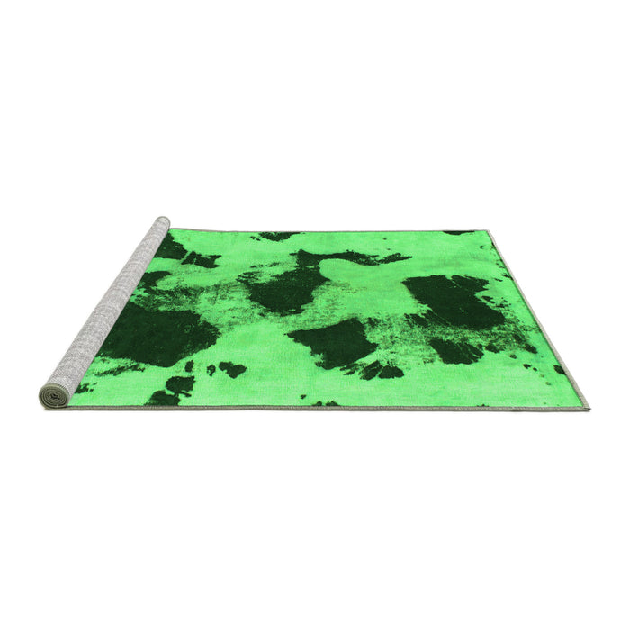 Sideview of Machine Washable Abstract Green Modern Area Rugs, wshabs1065grn