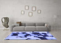 Machine Washable Abstract Blue Modern Rug, wshabs1065blu