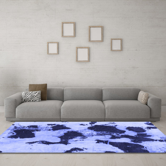 Machine Washable Abstract Blue Modern Rug in a Living Room, wshabs1065blu