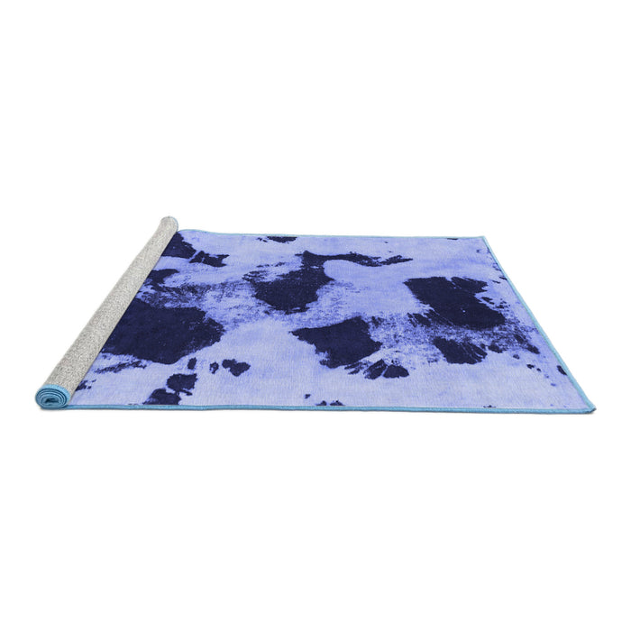Sideview of Machine Washable Abstract Blue Modern Rug, wshabs1065blu