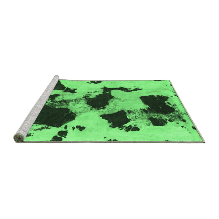 Sideview of Machine Washable Abstract Emerald Green Modern Area Rugs, wshabs1065emgrn