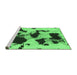 Sideview of Machine Washable Abstract Emerald Green Modern Area Rugs, wshabs1065emgrn