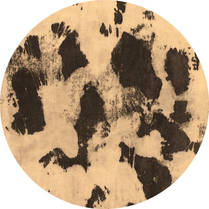 Round Abstract Brown Modern Rug, abs1065brn