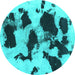 Round Abstract Turquoise Modern Rug, abs1065turq